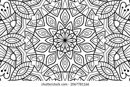 Mandala zen tangle design colouring book page for adults vector illustration template Vintage, pattern, decorative, elements, Henna, Mehndi.