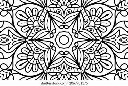 Mandala zen tangle design colouring book page for adults vector illustration template Vintage, pattern, decorative, elements, Henna, Mehndi.