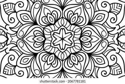 Mandala zen tangle design colouring book page for adults vector illustration template Vintage, pattern, decorative, elements, Henna, Mehndi.