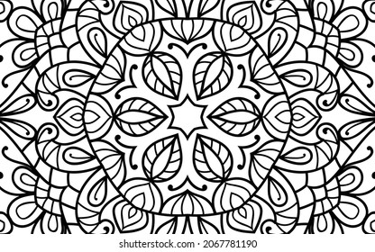 Mandala zen tangle design colouring book page for adults vector illustration template Vintage, pattern, decorative, elements, Henna, Mehndi.