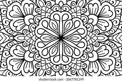 Mandala zen tangle design colouring book page for adults vector illustration template Vintage, pattern, decorative, elements, Henna, Mehndi.