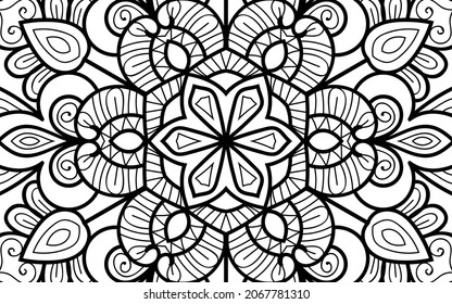 Mandala zen tangle design colouring book page for adults vector illustration template Vintage, pattern, decorative, elements, Henna, Mehndi.