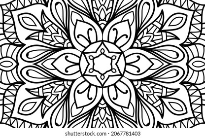 Mandala zen tangle design colouring book page for adults vector illustration template Vintage, pattern, decorative, elements, Henna, Mehndi.