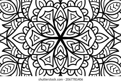 Mandala zen tangle design colouring book page for adults vector illustration template Vintage, pattern, decorative, elements, Henna, Mehndi.