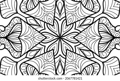 Página del libro de coloreado de diseño enmarañado Mandala zen para adultos plantilla de ilustración vectorial Vintage, patrón, decorativo, elementos, Henna, Mehndi.