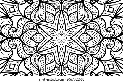 Mandala zen tangle design colouring book page for adults vector illustration template Vintage, pattern, decorative, elements, Henna, Mehndi