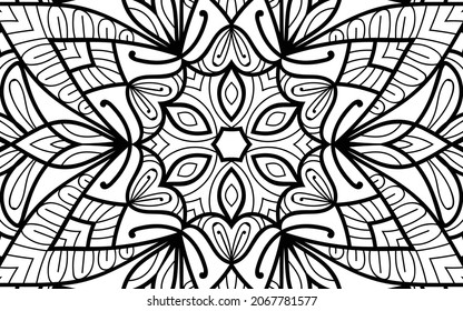 Mandala zen página del libro de colorear el diseño de la maraña para adultos plantilla de ilustración vectorial Vintage, patrón, decorativo, elementos, Henna, Mehndi