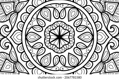 Mandala zen tangle design colouring book page for adults vector illustration template Vintage, pattern, decorative, elements, Henna, Mehndi