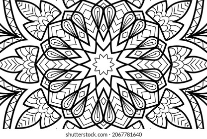 Mandala zen tangle design colouring book page for adults vector illustration template Vintage, pattern, decorative, elements, Henna, Mehndi