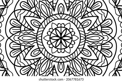 Mandala zen tangle design colouring book page for adults vector illustration template Vintage, pattern, decorative, elements, Henna, Mehndi