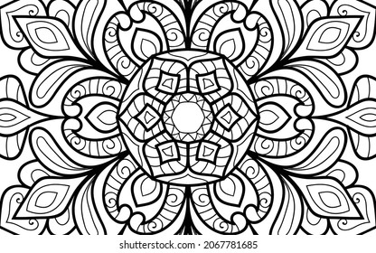 Mandala zen tangle design colouring book page for adults vector illustration template Vintage, pattern, decorative, elements, Henna, Mehndi
