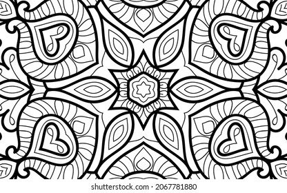 Mandala Zen tangle design coloring book page for Erwachsenen Vektorgrafik Vorlage Vintage, Muster, Dekoration, Elemente, Henna, Mehndi