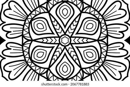 Mandala zen tangle design colouring book page for adults vector illustration template Vintage, pattern, decorative, elements, Henna, Mehndi