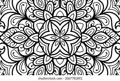 Mandala zen tangle design colouring book page for adults vector illustration template Vintage, pattern, decorative, elements, Henna, Mehndi