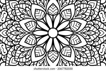 Mandala zen tangle design colouring book page for adults vector illustration template Vintage, pattern, decorative, elements, Henna, Mehndi