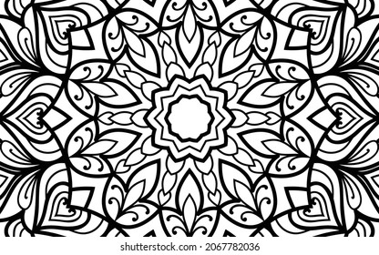 Mandala zen tangle design colouring book page for adults vector illustration template Vintage, pattern, decorative, elements, Henna, Mehndi