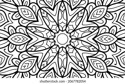 Mandala zen página del libro de colorear el diseño de la maraña para adultos plantilla de ilustración vectorial Vintage, patrón, decorativo, elementos, Henna, Mehndi