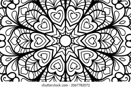 Mandala zen tangle design colouring book page for adults vector illustration template Vintage, pattern, decorative, elements, Henna, Mehndi