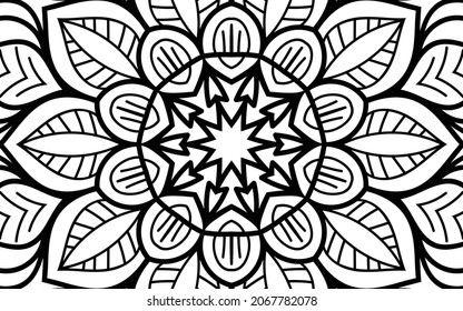 Mandala zen tangle design colouring book page for adults vector illustration template Vintage, pattern, decorative, elements, Henna, Mehndi