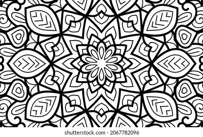 Mandala zen tangle design colouring book page for adults vector illustration template Vintage, pattern, decorative, elements, Henna, Mehndi