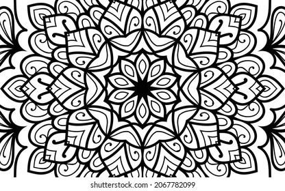 Mandala zen tangle design colouring book page for adults vector illustration template Vintage, pattern, decorative, elements, Henna, Mehndi
