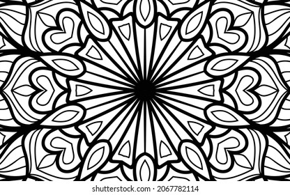 Mandala zen tangle design colouring book page for adults vector illustration template Vintage, pattern, decorative, elements, Henna, Mehndi