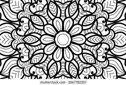 Mandala zen tangle design colouring book page for adults vector illustration template Vintage, pattern, decorative, elements, Henna, Mehndi