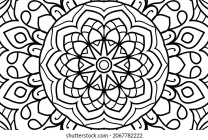 Mandala zen tangle design colouring book page for adults vector illustration template Vintage, pattern, decorative, elements, Henna, Mehndi