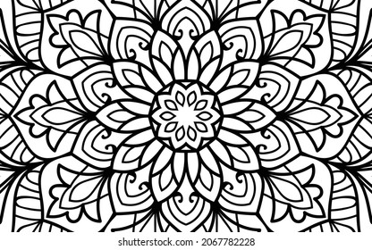 Mandala zen página del libro de colorear el diseño de la maraña para adultos plantilla de ilustración vectorial Vintage, patrón, decorativo, elementos, Henna, Mehndi