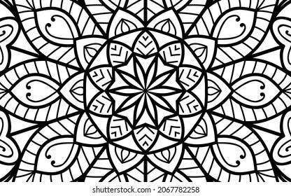 Mandala zen tangle design colouring book page for adults vector illustration template Vintage, pattern, decorative, elements, Henna, Mehndi