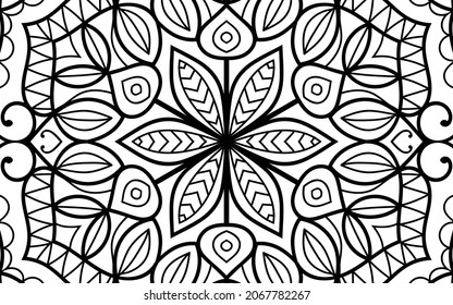Mandala zen tangle design colouring book page for adults vector illustration template Vintage, pattern, decorative, elements, Henna, Mehndi