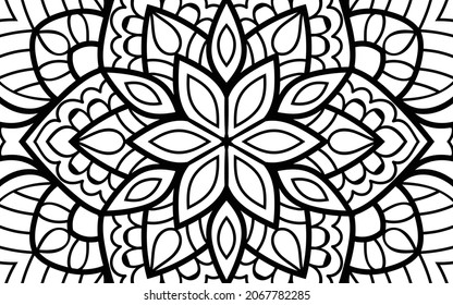 Mandala zen tangle design colouring book page for adults vector illustration template Vintage, pattern, decorative, elements, Henna, Mehndi