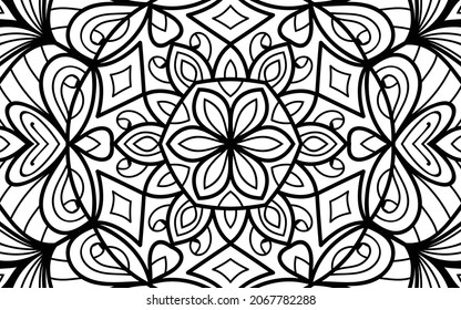 Mandala Zen tangle design coloring book page for Erwachsenen Vektorgrafik Vorlage Vintage, Muster, Dekoration, Elemente, Henna, Mehndi