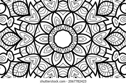 Mandala zen tangle design colouring book page for adults vector illustration template Vintage, pattern, decorative, elements, Henna, Mehndi.