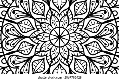 Mandala zen tangle design colouring book page for adults vector illustration template Vintage, pattern, decorative, elements, Henna, Mehndi.