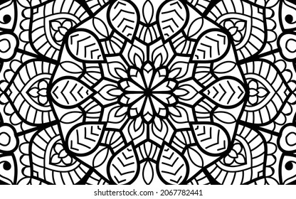 Mandala zen tangle design colouring book page for adults vector illustration template Vintage, pattern, decorative, elements, Henna, Mehndi.