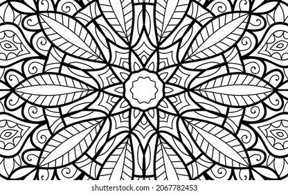 Página del libro de coloreado de diseño enmarañado Mandala zen para adultos plantilla de ilustración vectorial Vintage, patrón, decorativo, elementos, Henna, Mehndi.