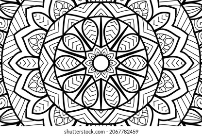 Mandala zen tangle design colouring book page for adults vector illustration template Vintage, pattern, decorative, elements, Henna, Mehndi.
