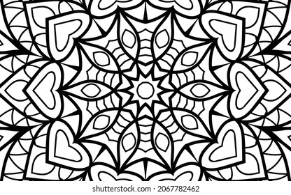 Mandala zen tangle design colouring book page for adults vector illustration template Vintage, pattern, decorative, elements, Henna, Mehndi.