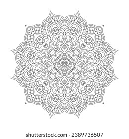 Mandala Zen Zephyr coloring book page for kdp book interior. Peaceful Petals, Ability to Relax, Brain Experiences, Harmonious Haven, Peaceful Portraits, Blossoming Beauty mandala design.