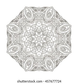 Mandala. Zentangl. Round ornament for creativity. Oriental motifs