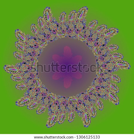 Mandala zentangle abstract vintage multicolor circle.