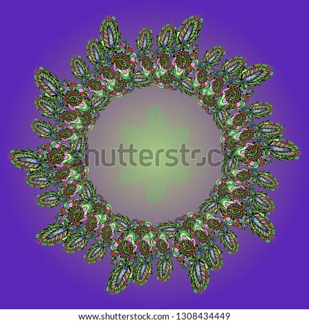 Mandala zentangle abstract vintage multicolored circle.
