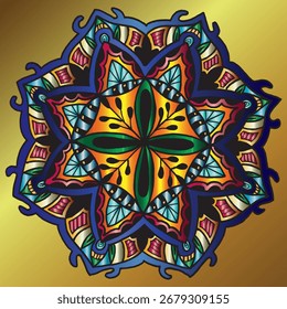 Mandala zentangle doodle. patrón de color en Vector. doodle, henna. Tribal.  Boceto por rastro.