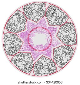 mandala zentangle and doodle style flower in circle shape