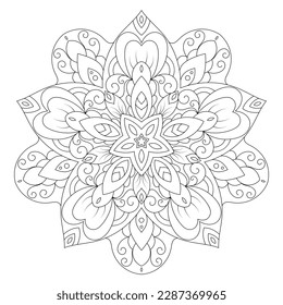 Mandala. Zentangle inspired zen doodle illustration with tribal boho chic ornaments. Mandala background. Oriental ornamental illustration.