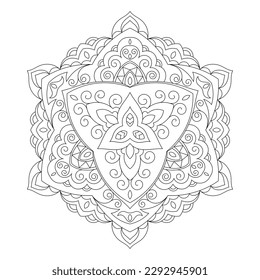 Mandala. Zentangle inspired zen doodle illustration with tribal boho chic ornaments. Mandala background. Oriental ornamental illustration.