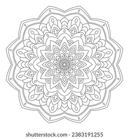 Mandala. Zentangle inspired zen doodle illustration with tribal boho chic ornaments. Mandala background. Oriental ornamental illustration.