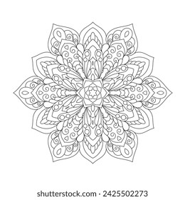 Mandala. Zentangle inspired zen doodle illustration with tribal boho chic ornaments. Mandala background. Oriental ornamental illustration.