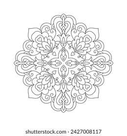 Mandala. Zentangle inspired zen doodle illustration with tribal boho chic ornaments. Mandala background. Oriental ornamental illustration.